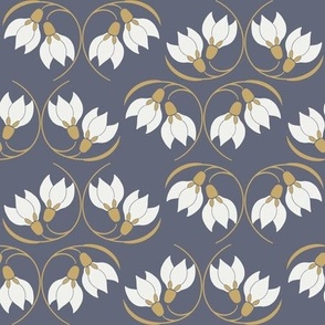 [Small] Snowdrop Bell flowers on Folkstone Gray gold