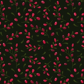 BERRIES-CHRISTMAS on Dark Green 