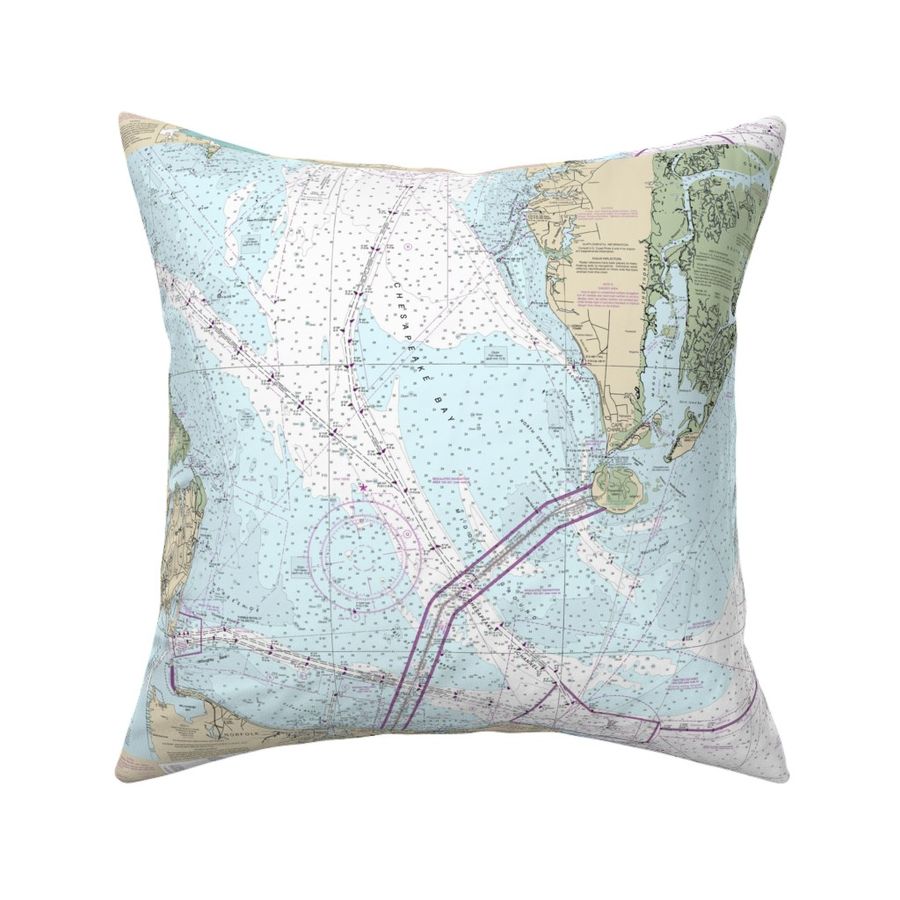 Chesapeake Bay entrance nautical map Fabric | Spoonflower