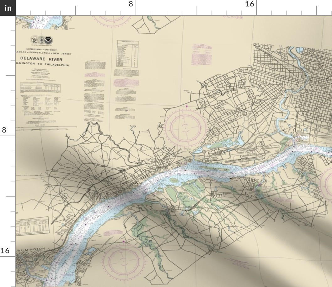 Nautical map of Delaware River, Wilmington to Philadelphia