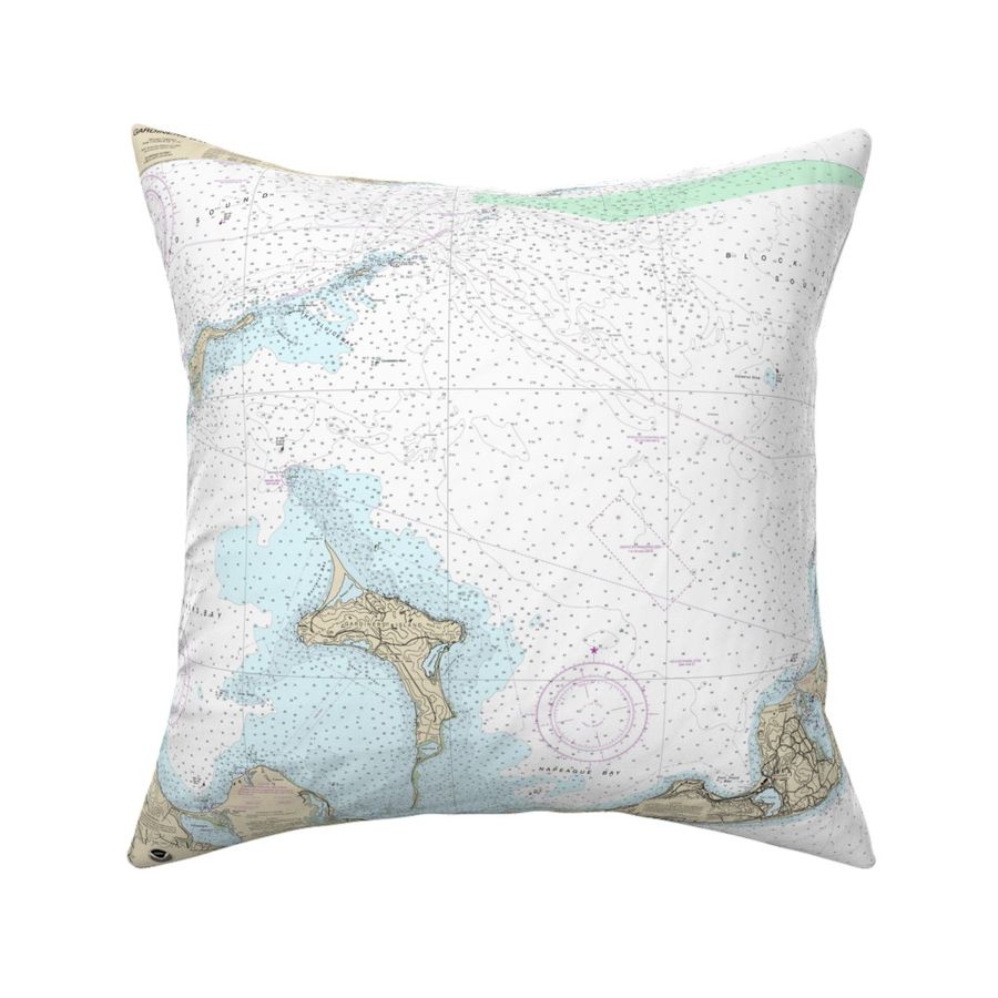 Long Island Gardiners Bay nautical map Fabric | Spoonflower