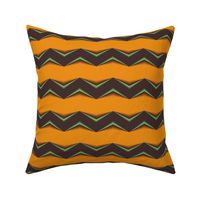 Chocolate Brown 3d Chevron and Burnt Orange Bands