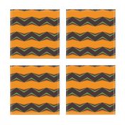 Chocolate Brown 3d Chevron and Burnt Orange Bands