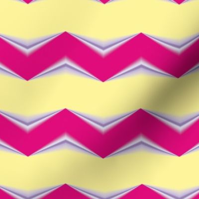 Red Periwinkle 3d Chevron and Lemon Yellow Bands