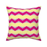 Red Periwinkle 3d Chevron and Lemon Yellow Bands