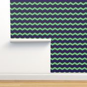 Lime Moss 3d Chevron and Blue Bands