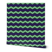 Lime Moss 3d Chevron and Blue Bands