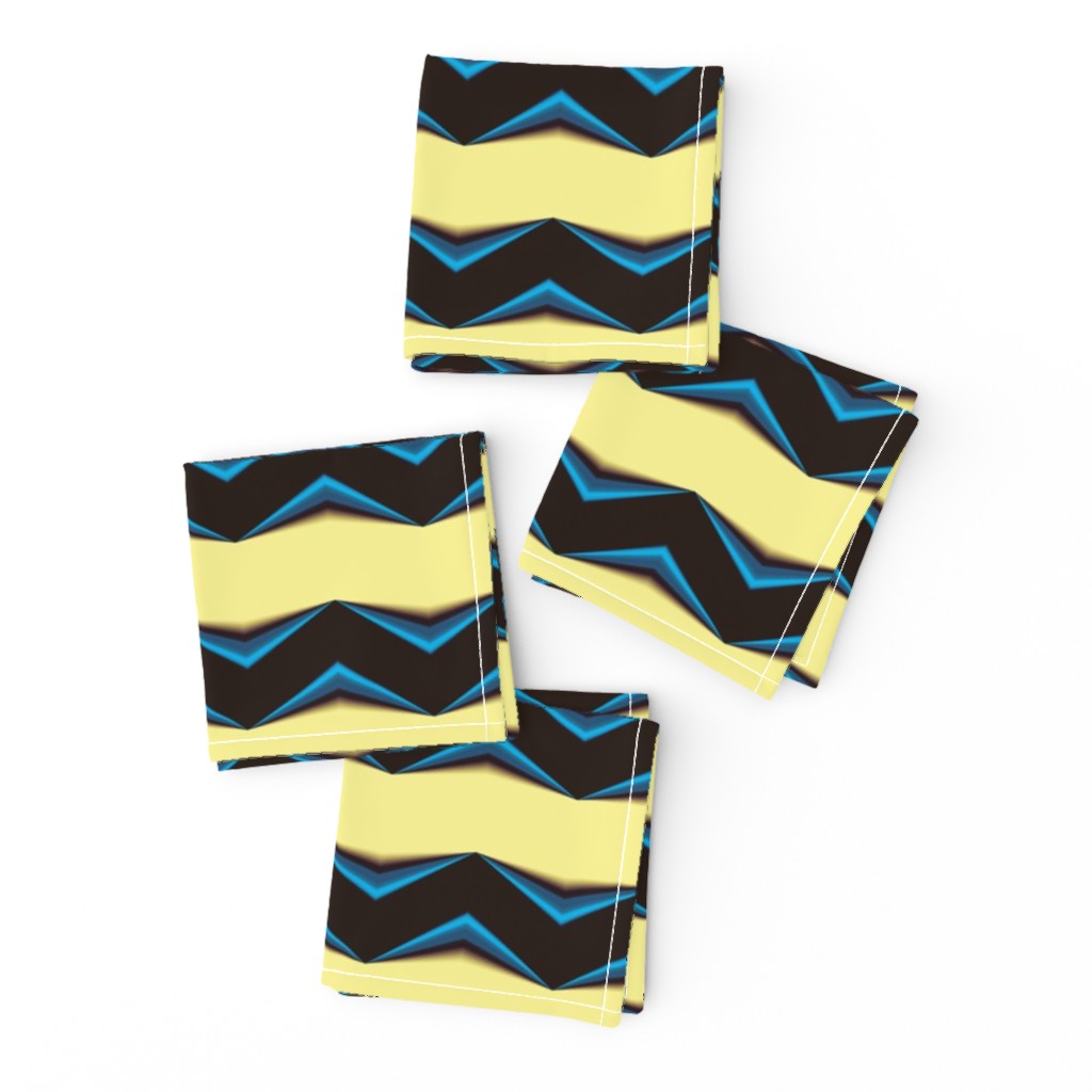 Black, Blue 3d Chevron and Creamy Yellow Bands