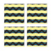 Black, Blue 3d Chevron and Creamy Yellow Bands