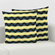 Black, Blue 3d Chevron and Creamy Yellow Bands