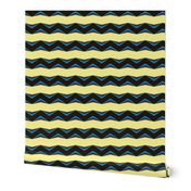 Black, Blue 3d Chevron and Creamy Yellow Bands