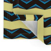 Black, Blue 3d Chevron and Creamy Yellow Bands