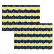 Black, Blue 3d Chevron and Creamy Yellow Bands