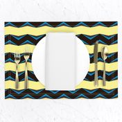 Black, Blue 3d Chevron and Creamy Yellow Bands