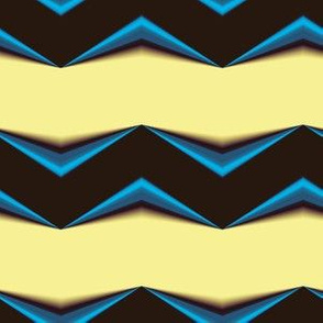 Black, Blue 3d Chevron and Creamy Yellow Bands