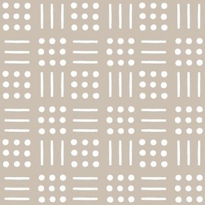 Beige & White Dots & Lines - Mudcloth Inspired 