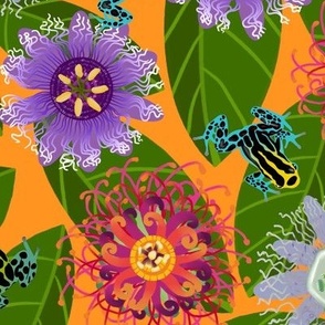 Pretty Poisons: Passionflowers and Frogs on Orange