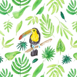 Colorful Tropical Watercolor Toucan Pattern
