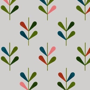 Geometric colourful leaves (grey) - small