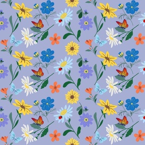 floral daisies lilac  grey