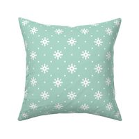 Snowflakes knit white Mint green pastel Christmas