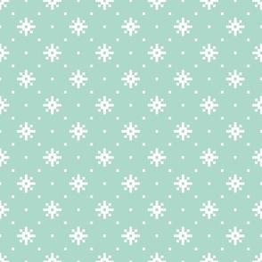 Snowflakes knit white Mint green pastel Christmas