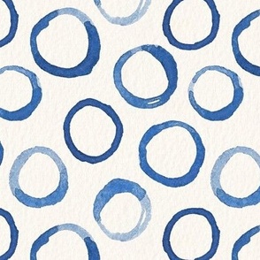 Watercolor Circles - Blue + White