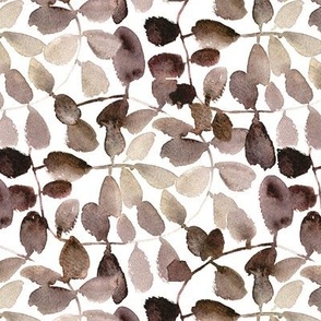 Earthy boho magic forest - watercolor brown leaves - fall painted nature - organic vibe b065-3