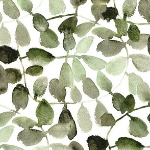 khaki magic forest - watercolor leaves - painted nature b065-4