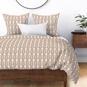 Gradient Stripes with Checked Accents in Monochromatic Beige - Half Inch Stripes