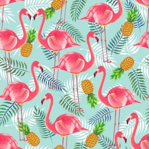 Flamingo and Pineapple (mint) 