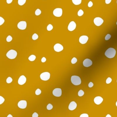 Medium Scale White Dots on Mustard