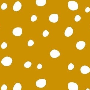Medium Scale White Dots on Mustard