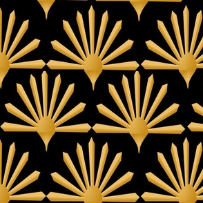 Art Deco Sunburst in gold on black