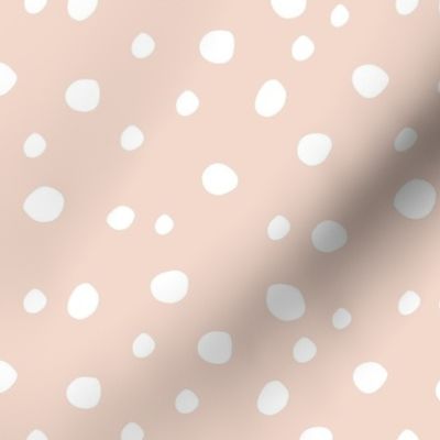 Medium Scale White Dots on Blush