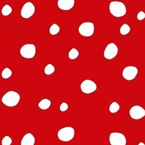 Medium Scale White Dots on Poppy Red