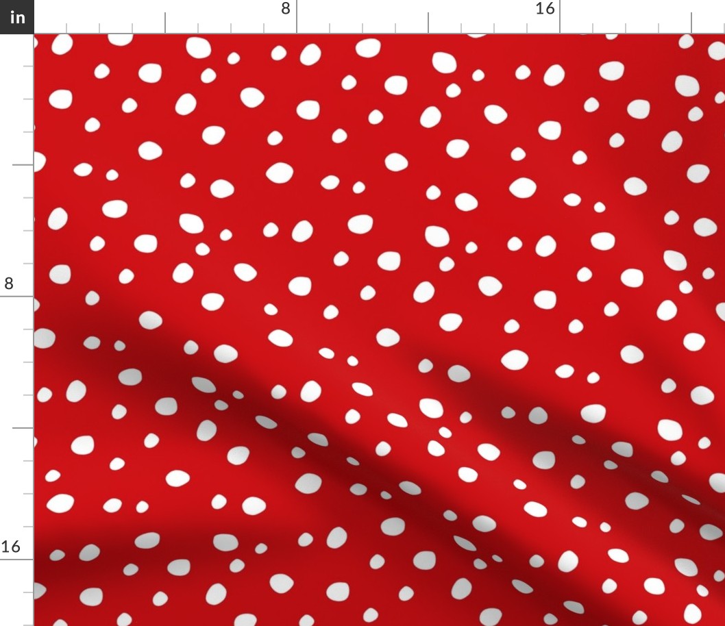 Medium Scale White Dots on Poppy Red