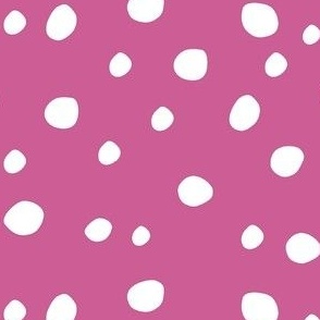 Medium Scale White Dots on Peony Pink