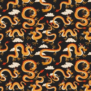 chinese dragons - orange and grey - small scale