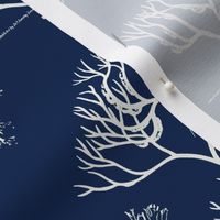 SEAWEED SILHOUETTES - LINEN ON NAVY