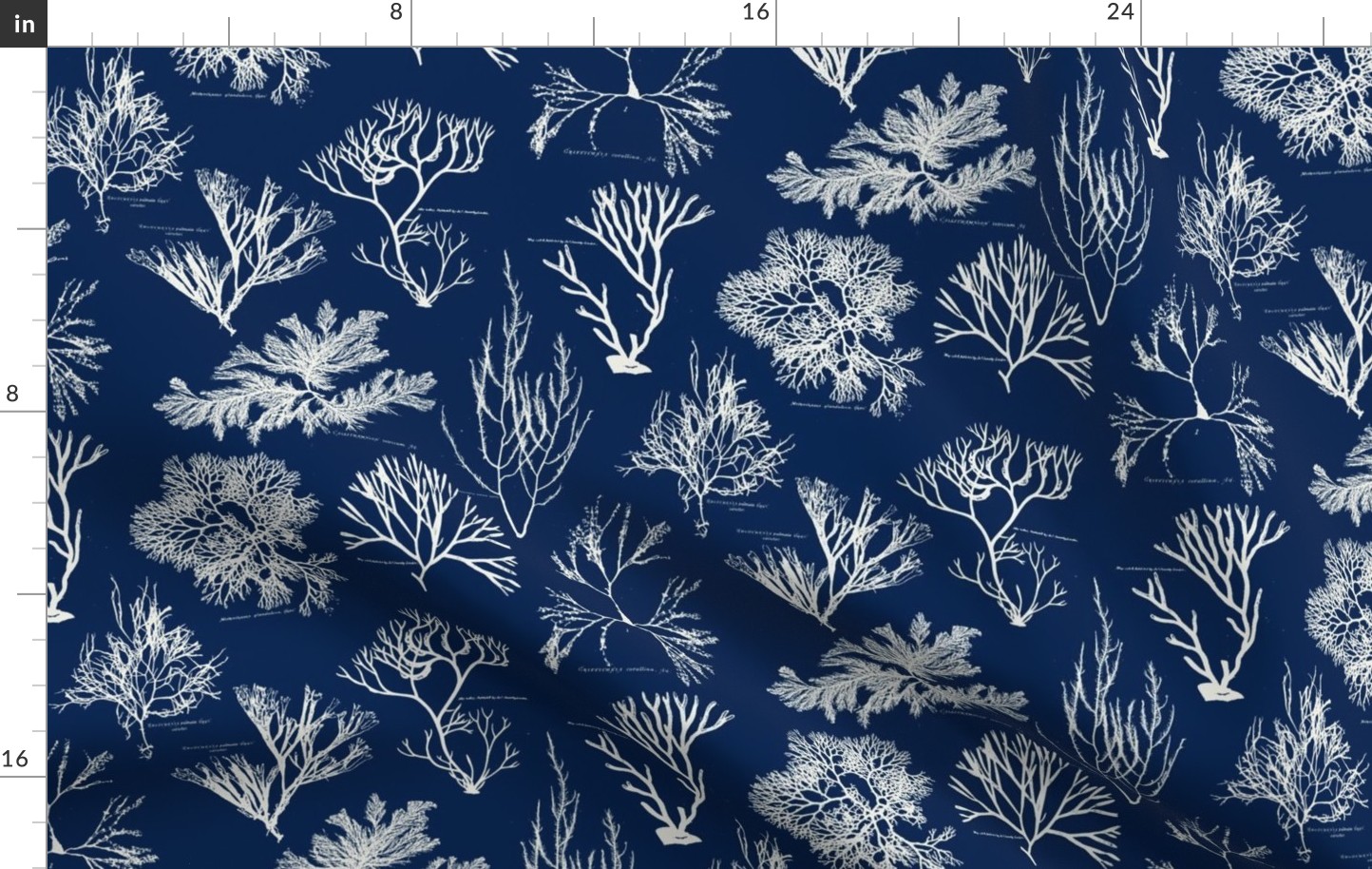 SEAWEED SILHOUETTES - LINEN ON NAVY