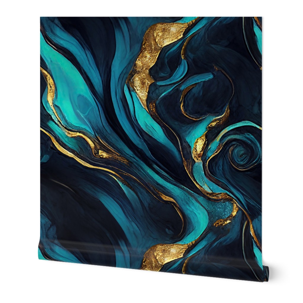 Blue Gold Luxury Marble Pattern