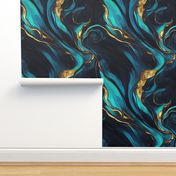 Blue Gold Luxury Marble Pattern