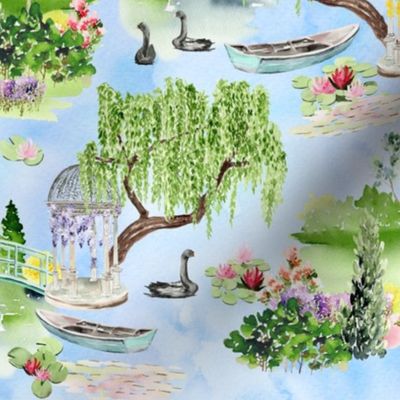 10" Lakeside Serenity: Monet-inspired Watercolor Wonderland giverny garden