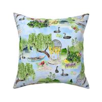 14" Lakeside Serenity: Monet-inspired Watercolor Wonderland giverny garden