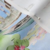 14" Lakeside Serenity: Monet-inspired Watercolor Wonderland giverny garden