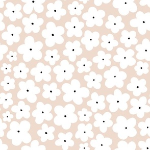 Daisy || White Daisies on Blush || Daisy Age Collection by Sarah Price Medium Scale Perfect for bags, clothing and quilts