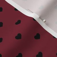  Mini Black Valentines Polkadot Love Hearts on Wine Background