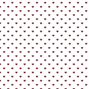  Mini Wine Color Valentines Polkadot Love Hearts on White Background