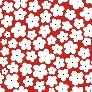 Daisy || White Daisies on Red || Daisy Age Collection by Sarah Price